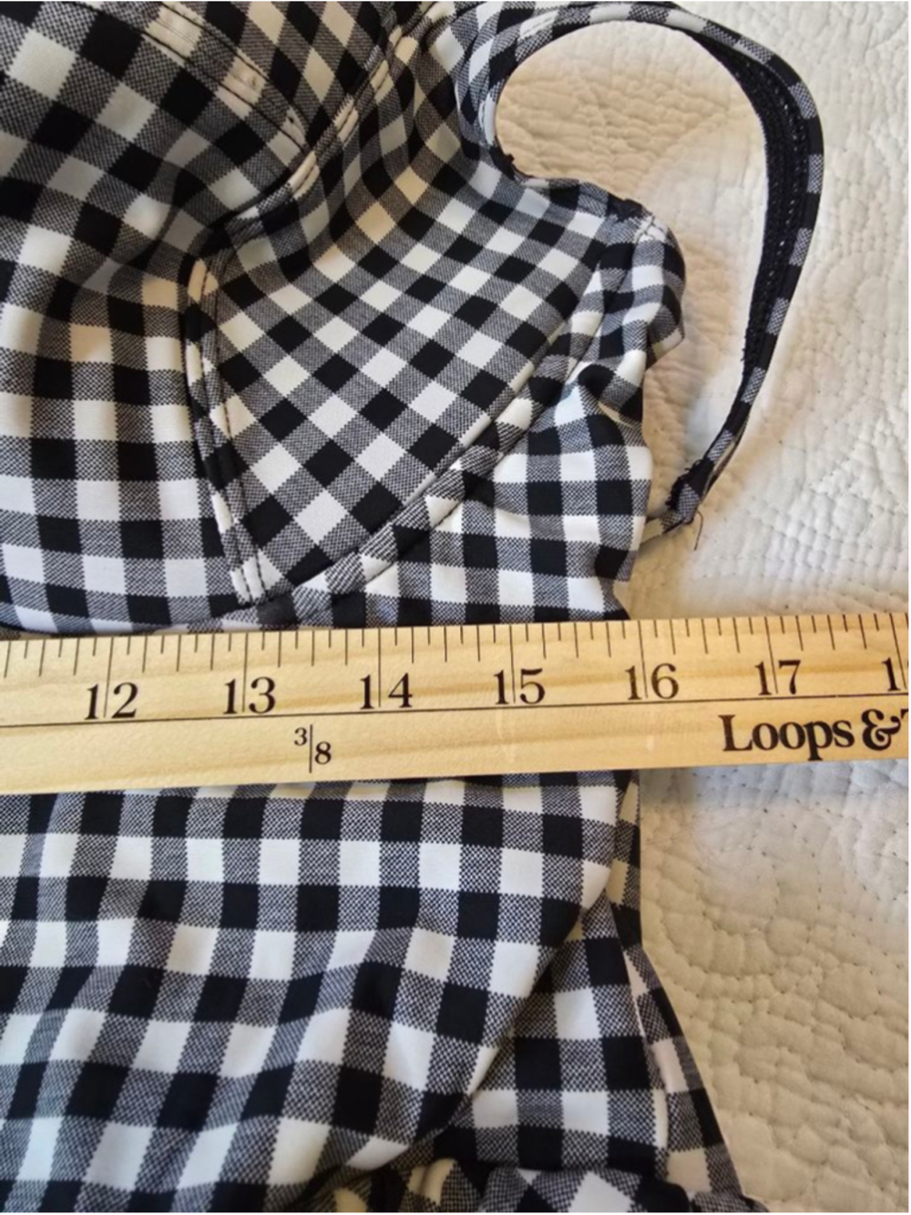Women's Torrid Plus Size Retro Gingham Peplum One Piece Swimsuit 3X Black White - Picture 5 of 7